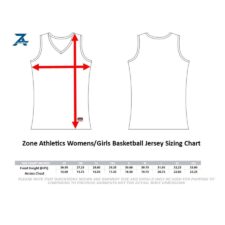 Zone Athletics Womens Girls Basketball Jersey Sizing Chart